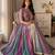 Multicolor silk blend embroidered flared gown set