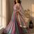 Multicolor silk blend embroidered flared gown set