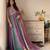Multicolor silk blend embroidered flared gown set