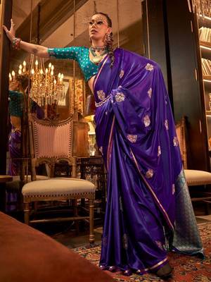 purple bagh satin designer banarasi saree 1