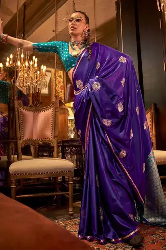 purple bagh satin designer banarasi saree