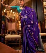 purple bagh satin designer banarasi saree
