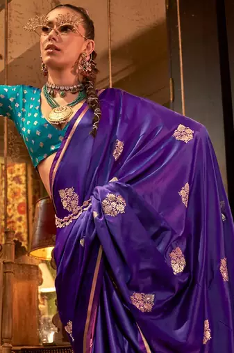 purple bagh satin designer banarasi saree