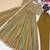 Gold silk blend embroidered flared gown set