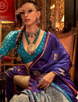 purple bagh satin designer banarasi saree 4