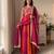 Rani-pink silk blend embroidered flared gown set