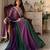 Purple silk blend embroidered flared gown set