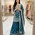 Blue silk blend embroidered palazzo set