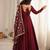 Maroon chanderi embroidered flared gown set