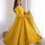 Yellow chanderi embroidered flared gown set