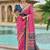 Pink bandhani printed woven design zari bandhani saree