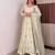 Cream silk blend embroidered flared gown set