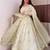 Cream silk blend embroidered flared gown set
