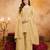 Yellow silk blend embroidered farshi salwar set