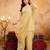 Yellow silk blend embroidered farshi salwar set