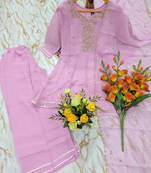 Pink silk blend embroidered farshi salwar set