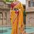 Yellow woven design zari silk blend bandhani saree