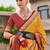 Yellow woven design zari silk blend bandhani saree