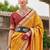 Yellow woven design zari silk blend bandhani saree