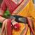 Yellow woven design zari silk blend bandhani saree