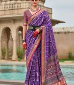 Purple bandhani zari silk blend bandhani saree