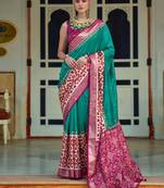 Sea green embellished pochampally saree