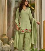 Light-green chanderi embroidered farshi salwar set