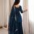 Dark-blue silk blend embroidered palazzo set