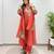 Dark-coral chanderi embroidered palazzo set