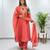 Dark-coral chanderi embroidered palazzo set