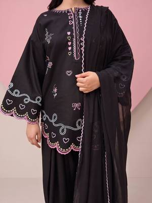 Black silk blend embroidered farshi salwar set 4