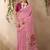 pink ethnic motifs embroidered cotton blend muga saree