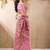 pink ethnic motifs embroidered cotton blend muga saree