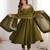 Olive silk blend embroidered flared gown set