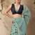 light blue ethnic motifs cotton blend muga saree