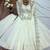 White silk blend embroidered flared gown set