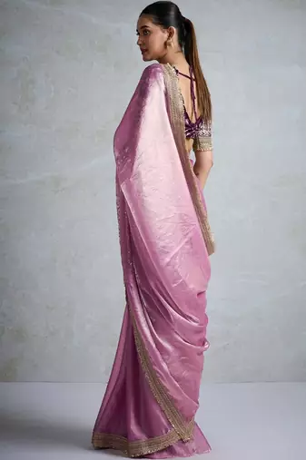 pink chiffon sarees with blouse