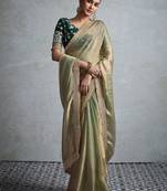 olive embellished zari chiffon designer saree