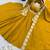 Dark-yellow silk blend embroidered flared gown set