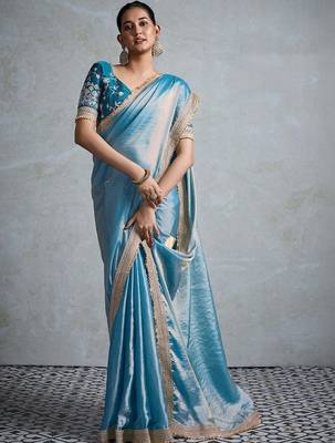 teal chiffon sarees 4