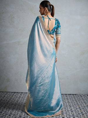 teal chiffon sarees 5