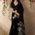 black floral embroidered art silk blend tussar saree