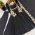 Black silk blend embroidered flared gown set