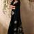 black floral embroidered art silk blend tussar saree