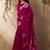 magenta ethnic motifs floral art silk blend tussar saree with unstitched blouse