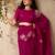 magenta ethnic motifs floral art silk blend tussar saree with unstitched blouse