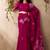 magenta ethnic motifs floral art silk blend tussar saree with unstitched blouse