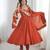Orange silk blend embroidered flared gown set