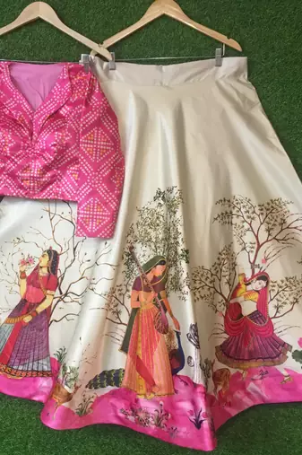 Panihari Pichwai Print  Satin Choli Texo