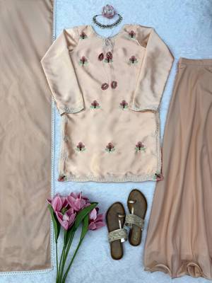 Champagne silk blend embroidered palazzo set 5